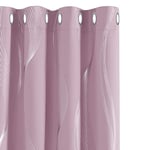 Deconovo Lot de 2 Rideaux Argenté Motif Ligne Occultant Isolant Thermique Anti Froid Chambre à Oeillets 117x183cm Rideau Intérieur Cuisine Salon Balcon Rose Pale