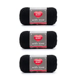 Red Heart with Love Black Yarn - 3 Pack of 198g/7oz - Acrylic - 4 Medium (Worsted) - 370 Yards - Knitting/Crochet