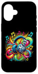 Coque pour iPhone 16 Casque hip-hop urbain rétro vintage dj fantaisie graffiti