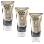 Olay Detox Scrub Cleanser Charcoal Crush Vitamin Cocktail 150ml -  3 PACK