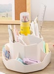 Euqvunn Organisateur de Bureau Rotatif, Pot a Crayon avec 9 Compartiments Indépendants, Rangement Bureau 360° Porte Stylo Bureau Gain de Place pour Enfants, Fournitures Scolaires Modernes(Beige)