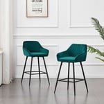 Jymtom - Lot de 2 tabourets de bar chaises en velours,Siège rembourrée, pieds en métal,tabouret. chaises à manger, bars, jambes métalliques-Vert