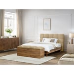 Lit Bobochic Lit kumo lattes massives pieds en bois naturel + Bout de lit kumo 180x200 Beige