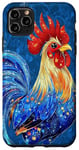 iPhone 11 Pro Max Cute Rooster with Stars Chikens on Turquoise Case