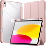 Coque Pour Ipad 10 (10,9 Pouces, Modèle 2022, 10ème Génération) Avec Porte-Stylet, Étui Housse Arrière Transparent Fin Support Antichoc Tablette (Or Rose)