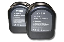 vhbw 2x Batteries compatible avec Black & Decker MT1203B outil électrique (3000mAh NiMH 12 V)