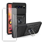 Case for Google Pixel 8 Pro Phone Cover + Glass Screen Protector Black