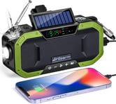 Radio Dynamo Portable de Survie avec Batterie 5000mAh Chargeur USB pour Smartphone Lampe Torche, FM/AM Radio Solaire à Manivelle¿