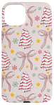 iPhone 15 Plus Pink Christmas Ribbon Bow Xmas Tree Cakes Holiday Print Case