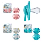 3 PACK - Tommee Tippee Moda Orthodontic Baby Soothers 0-6months Total 6 Soothers
