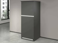 Dmora - Buffet de Cuisine Plinio, Armoire Polyvalente, Meuble de kitchenette, Support réfrigérateur Multifonctionnel, 100% Made in Italy, 60x60h165 cm, Anthracite et Ardoise