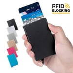 Popup-korthållare i aluminium med RFID-skydd black