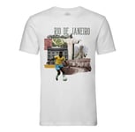 T-Shirt Homme Col Rond Rio De Janeiro Vintage Collage Brésil Voyage Foot Carnaval