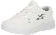 Skechers Men's Viper Court Smash-Athletic Indoor Outdoor Pickleball Shoes | Relaxed Fit Sneakers, White, 7.5 UK X-Wide