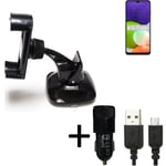 Car holder windshield dashboard for Samsung Galaxy A22 charger Cell phone mount 