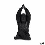 Dekorativ figur Gorilla Yoga Svart 18 x 36,5 x 19,5 cm (4 enheter)