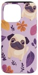 Coque pour iPhone 14 Pro Max Carlin floral violet avec feuilles d'automne et latte à la citrouille et aux épices