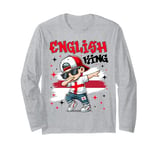 English King dabbing England Flag Pride for Kids Long Sleeve T-Shirt