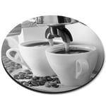 Round Mouse Mat (bw) - Coffee Machine Cafe Restaurant  #42712