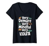 Womens VIOLETA Personalized Very Demure Very Mindful VIOLETA Name V-Neck T-Shirt