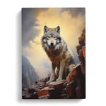 Wolf Hard Edge Painting Art No.2 Canvas Print for Living Room Bedroom Home Office Décor, Wall Art Picture Ready to Hang, 30x20 Inch (76x50 cm)