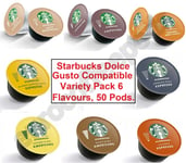 50 x Dolce Gusto Starbucks Coffee Pods, 6 Flavour Variety Pack, 50 Pods