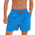 JustSun Short de Bain Homme Maillot de Bain Homme Boardshort Short Plage Étanche Short Séchage Rapide Filet avec Poches Zippées Bleu Marin L