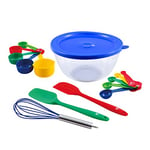 UNITED COLORS OF BENETTON Rainbow Set, 14-teilig, Löffel, Schneebesen, 5 Messbecher, 5 Messbecher, Borosiy Silikon, spülmaschinenfest, ungiftig, mehrfarbig