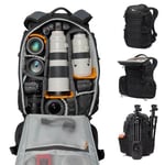 Lowepro ProTactic BP 450 AW III Sac à Dos Photo, 4 Points d’Accès, Sac Photo Professionel, Reflex/Drones/Hybride, Ordinateur Portable 16", Housse Anti-Pluie, pour Photographe, Vidéaste, Volume 28L