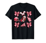 Game Day Red Cheer Coquette Bow Touchdown Season Football T-Shirt