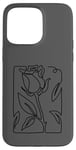 Coque pour iPhone 15 Pro Max Rose noire abstraite dessin minimaliste Line Art