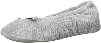 Isotoner Pantoufles ballerines en micro-éponge Chevron pour femme, gris clair, 5.5/6 UK