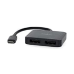 Nedis USB-C™ Adapter | USB 3.2 Gen 1 | USB-C™ Hane | 2x Displayport Female | 4K@60Hz | 0.20 m | Rund | Nickelplaterad | PVC | Svart | Låda