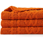 Orange filt 130 x 170 cm Varm höstfilt för soffa, Halloween filt, vävd chenille stickad filt, supermjuk, mysig, höstdekorativ filt