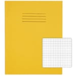 Rhino Exercise Book 226 x 178mm Squared 5 mm Stapled Side Bound Manila Soft Cover Yellow Not perforated 80 Pages Pack of 100