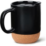 Svart Kaffe Korkmugg - Anti-Spill 12 Oz Resemugg med Handtag Matt Keramisk Kaffe Mugg Kopp Te Kopp med Isolerad Korkbotten favoritbarn