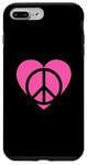 Coque pour iPhone 7 Plus/8 Plus Joli signe de paix rose en forme de cœur