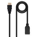 Câble HDMI 2.0 de type A/M vers A/H, noir, longueur de 3 m, idéal pour étendre la connexion entre les appareils compatibles.