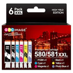 GPC Image PGI-580 CLI-581 XXL Compatible Cartouches d'encre Remplacement pour Canon 580 581 pour PIXMA TS8150 TS8151 TS8152 TS8250 TS8251 TS8252 TS8350 TS8350a TS8351 TS8351a TS8352 TS8352a (6-Pack)