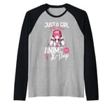 Just a Girl Who Loves Anime and K-Pop Anime Merch Japanese Raglan Baseball Tee