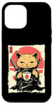 Coque pour iPhone 12 Pro Max Kawaii Samurai Cat Drinking Coffee, Ninja Cat for Cats Lovers