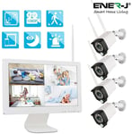 All-In-One Wireless CCTV Home Surveillance System 4 x IP Cameras Monitor & NVR