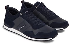 Tommy Hilfiger Baskets De Running Homme Iconic Leather Suede Mix Runner Chaussures De Sport, Bleu (Midnight), 42 EU