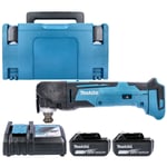 Makita DTM51 18V LXT Cordless Multi Tool With 2 x 6.0Ah Batteries, Charger & ...