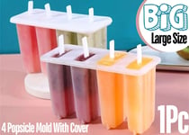 4 Cell Popsicle Frozen Ice Maker Lolly Cream Diy Pop Mold Mould Tray Pan Kitchen