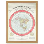 Artery8 1892 World Time Calculator Flat Earth Map Gleason A4 Artwork Framed Wall Art Print