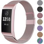 Metallersättningsarmband Kompatibelt med Fitbit Charge 3 Armband/Fitbit Charge 4 Armband, Justerbart Armband i Rostfritt Stål för Kvinnor Män, Small Large