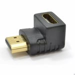 Slimline HDMI Male to Female Right Angled Adapter 90 Degrees Black