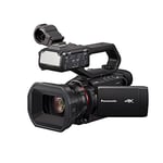 Panasonic X2000 | Caméscope Semi-Pro 4K (4K 60p, Zoom Optique Leica 24x, 25mm, Stabilisé, Viseur, Enreg. interne 4:2:2 10bit 4Kj, Live Streaming FHD, Torche LED,2 Prises XLR) Noir – Version Française
