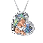 VONALA Mum and Daughter Necklace, 925 Sterling Silver Mother and Daughter Pendant Necklace Tree of Life Jewellery Mothers Day Gifts from Daughter (Abalone)